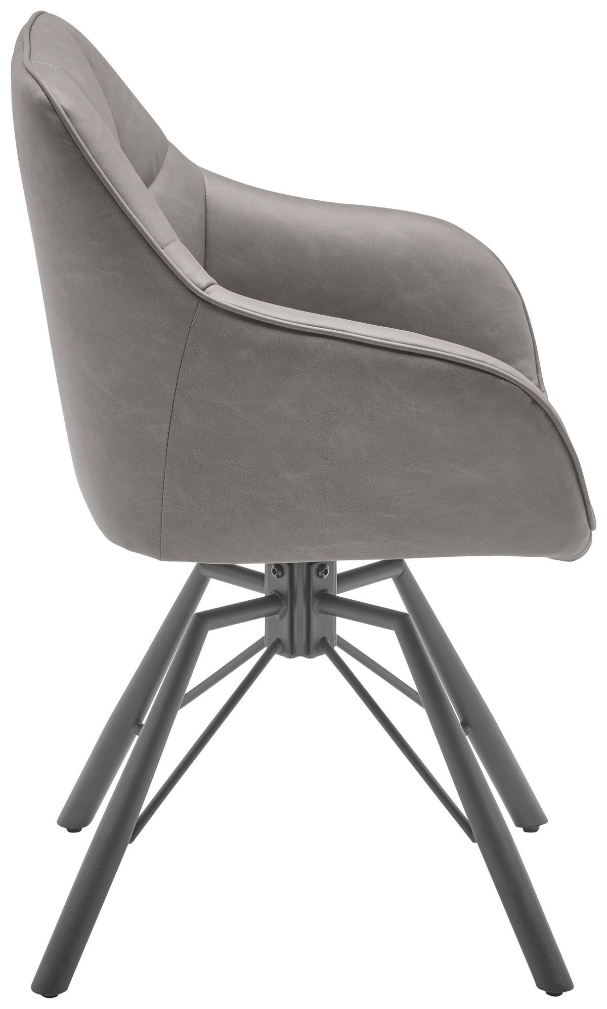 ŽIDLE S PODRUČKAMI, železo, vzhled kůže, šedá, černá - šedá/černá, Lifestyle, kov/textil (58.5/82.5/54.5cm) - MID.YOU