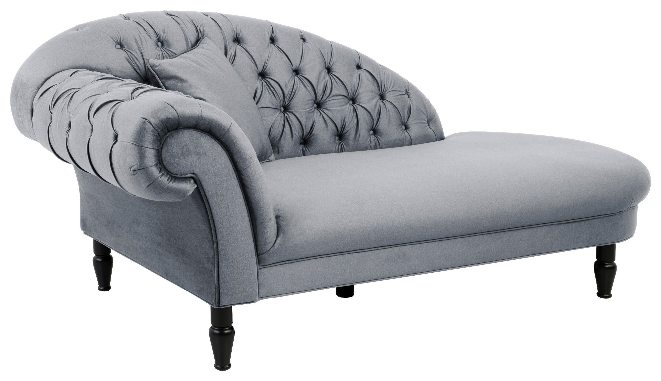 RÉCAMIERE Grau Velours  - Schwarz/Grau, Design, Holz/Textil (216/91/103cm) - MID.YOU