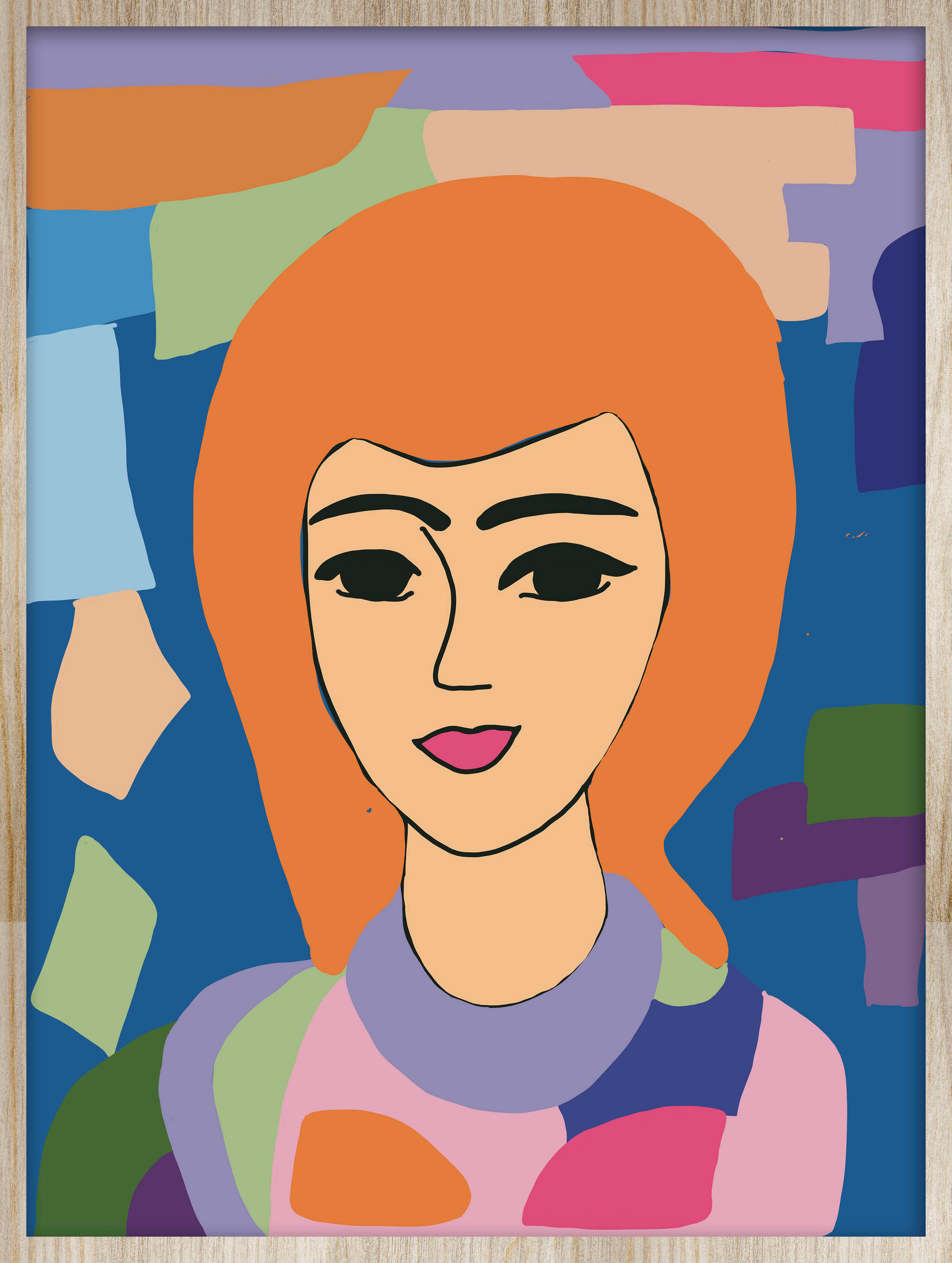 Wandkraft Bild Happy Girl Blau, Orange 30x40x10 cm