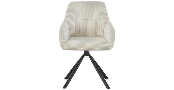 ARMLEHNSTUHL  Stoffauswahl, Sitzfläche 360° drehbar, inklusive Armlehnen Cord  - Beige/Schwarz, Design, Textil/Metall (56/83/62cm) - Carryhome