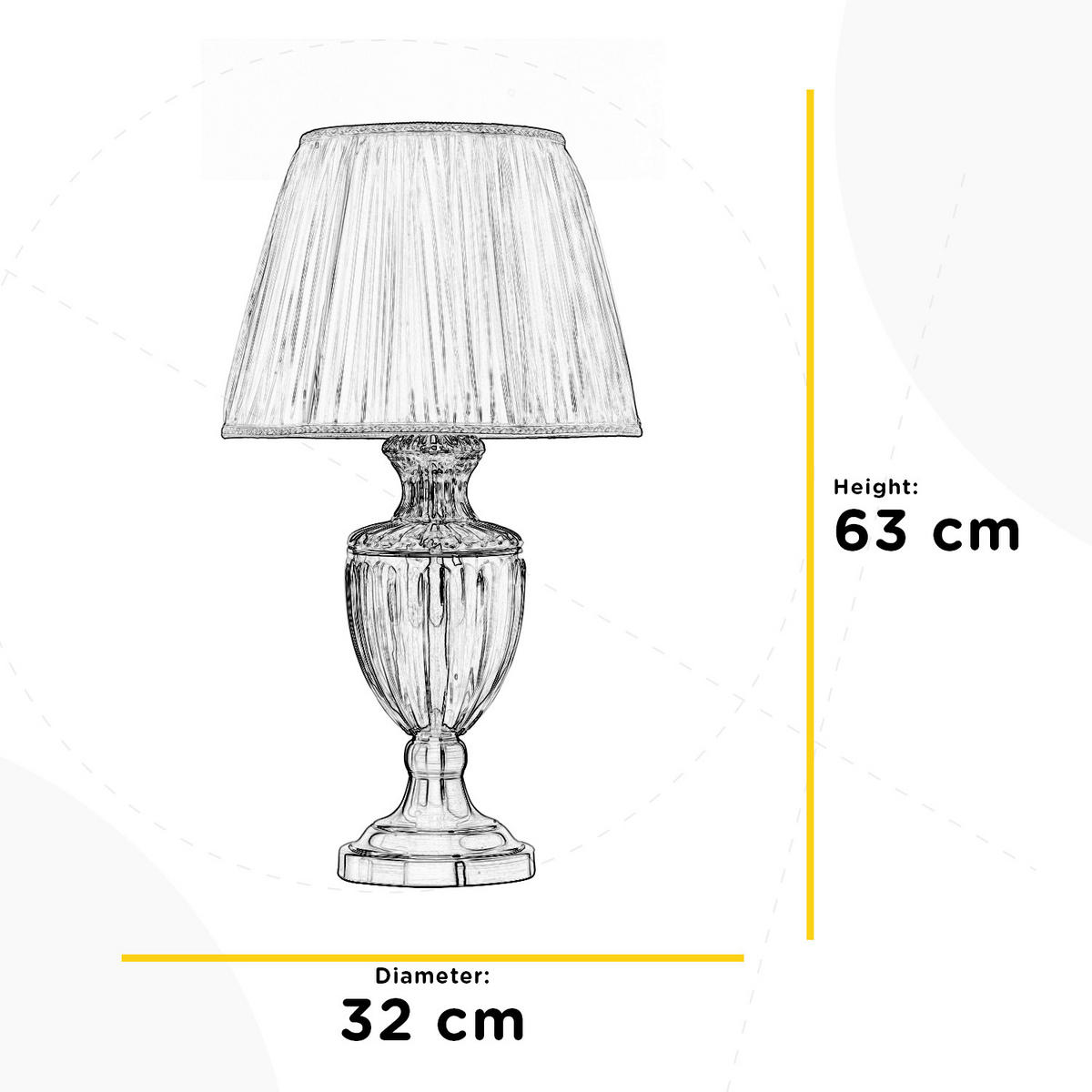TISCHLEUCHTE 32/32/63 cm   - Messingfarben/Bernsteinfarben, KONVENTIONELL, Glas/Kunststoff (32/32/63cm)