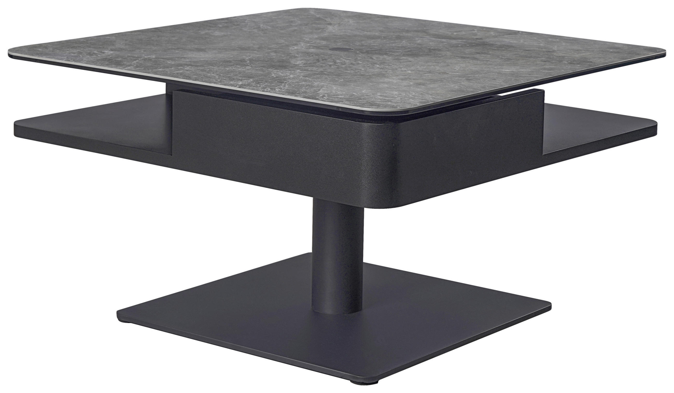 COUCHTISCH in Metall, Glas, Keramik, Holzwerkstoff 75/75/42-57 cm  - Schwarz/Grau, Basics, Glas/Keramik (75/75/42-57cm) - Dieter Knoll