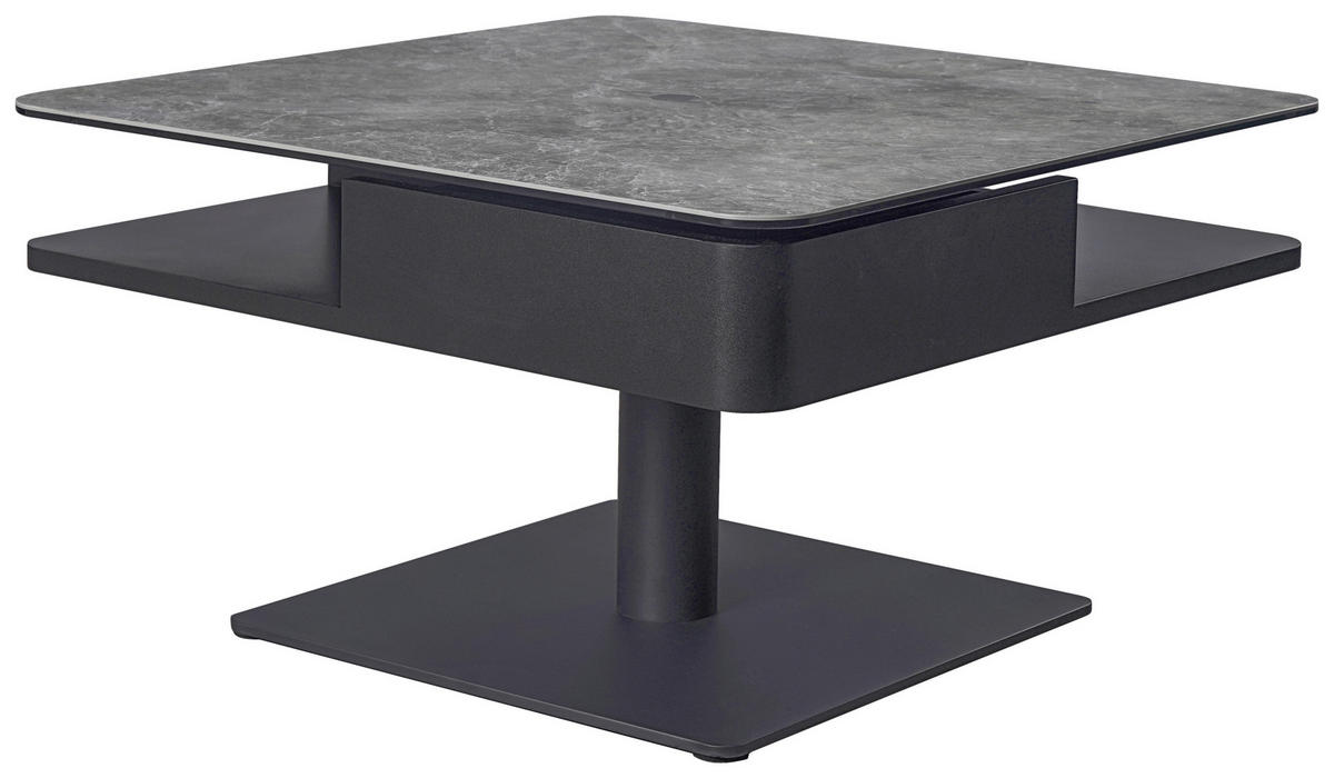 SOFFBORD i metall, glas, keramik, trämaterial 75/75/42-57 cm  - grå/svart, Basics, metall/trämaterial (75/75/42-57cm) - Dieter Knoll
