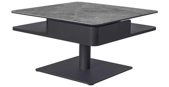 COUCHTISCH ESG 75/75/42-57 cm quadratisch Grau, Schwarz  - Schwarz/Grau, Basics, Glas/Keramik (75/75/42-57cm) - Dieter Knoll