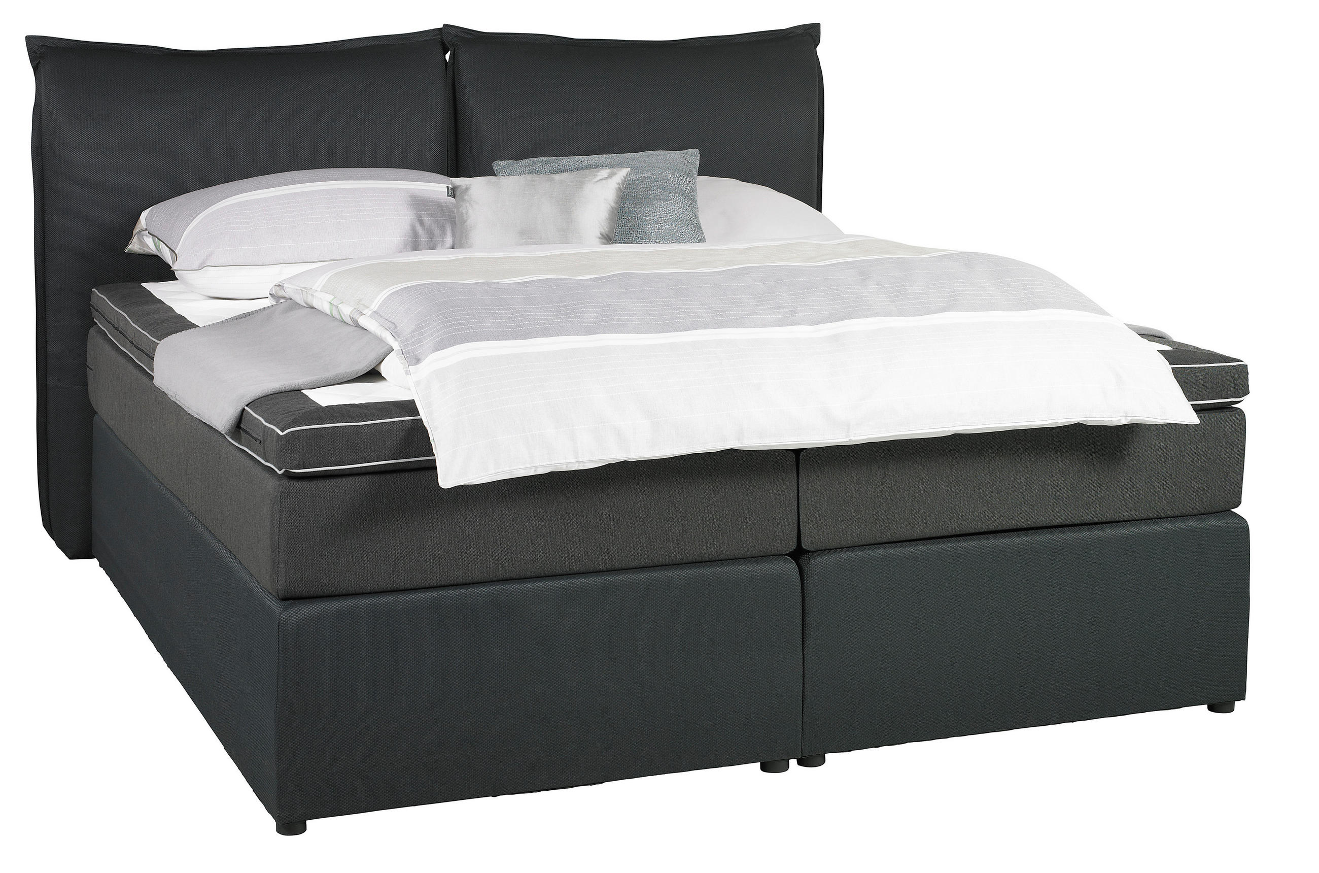 BOXSPRINGBETT 180/200 cm in Anthrazit - Anthrazit/Schwarz, Konventionell, Kunststoff/Textil (180/200cm) - Welnova