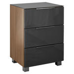 NACHTKÄSTCHEN in Graphitfarben, Eichefarben  - Chromfarben/Eichefarben, KONVENTIONELL, Glas/Holzwerkstoff (45,1/63,5/40,2cm) - Xora