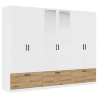 KLEIDERSCHRANK 271/210/54 cm 6-türig Weiß, Eiche Artisan  - Weiß/Eiche Artisan, Basics, Holzwerkstoff/Metall (271/210/54cm) - Rauch Möbel