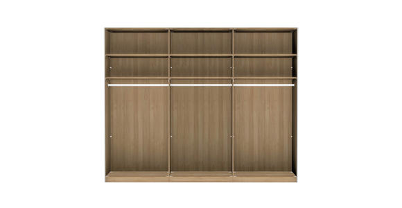SCHWEBETÜRENSCHRANK 250/236/67 cm 3-türig Weiß, Eiche Bianco - Eiche Bianco/Weiß, Natur, Glas/Holz (250/236/67cm) - Linea Natura
