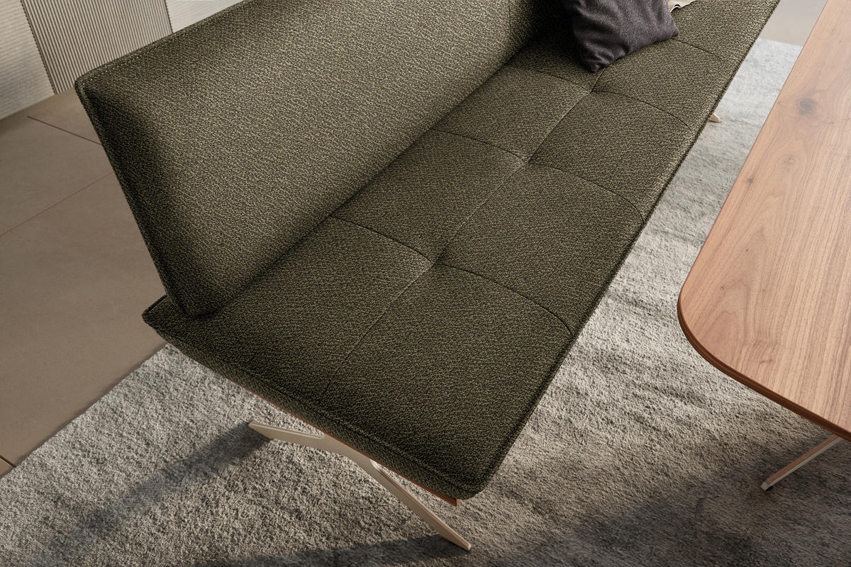 SITZBANK in Holz, Textil Nussbaumfarben, Nickelfarben, Olivgrün  - Edelstahlfarben/Nussbaumfarben, Design, Holz/Textil (214/88/66cm) - Koinor