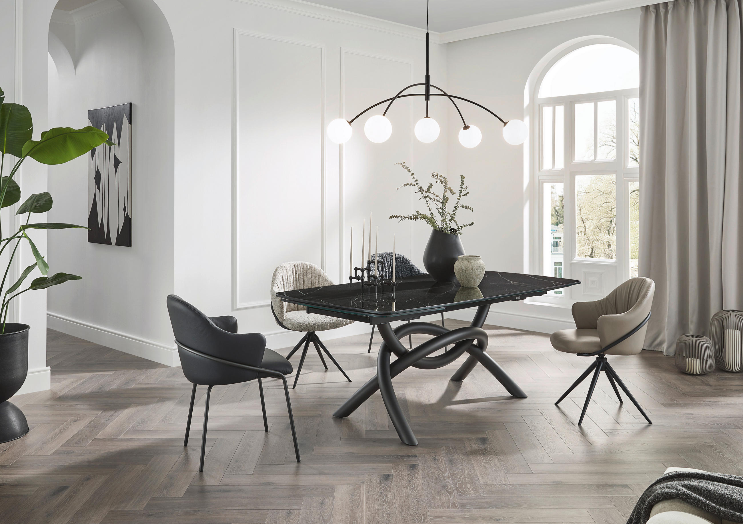 ESSTISCH in Metall, Keramik 200/100/76 cm  - Anthrazit/Schwarz, Design, Keramik/Metall (200/100/76cm) - Belluti