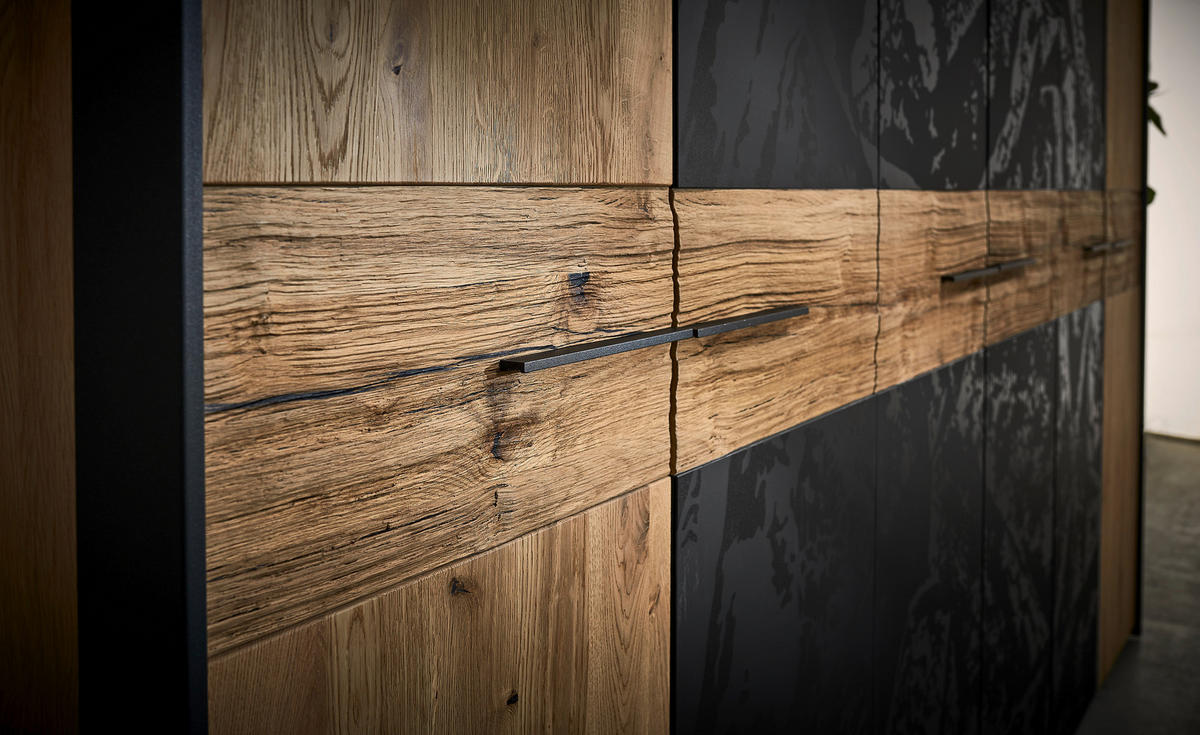 BETTANLAGE 180/200 cm  in Graphitfarben, Eichefarben   - Eichefarben/Graphitfarben, Konventionell, Holz/Metall (180/200cm) - Valdera