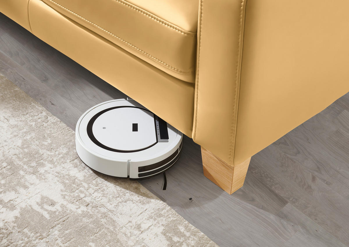 ECKSOFA in Echtleder Gelb  - Eiche Bianco/Gelb, Natur, Leder/Holz (235/257cm) - Valdera