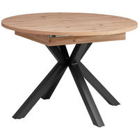 ESSTISCH 110/110/76 cm Nachbildung  Metall, Holzwerkstoff ausziehbar rund Schwarz, Eiche Artisan  - Schwarz/Eiche Artisan, KONVENTIONELL, Holzwerkstoff/Metall (110/110/76cm) - MID.YOU