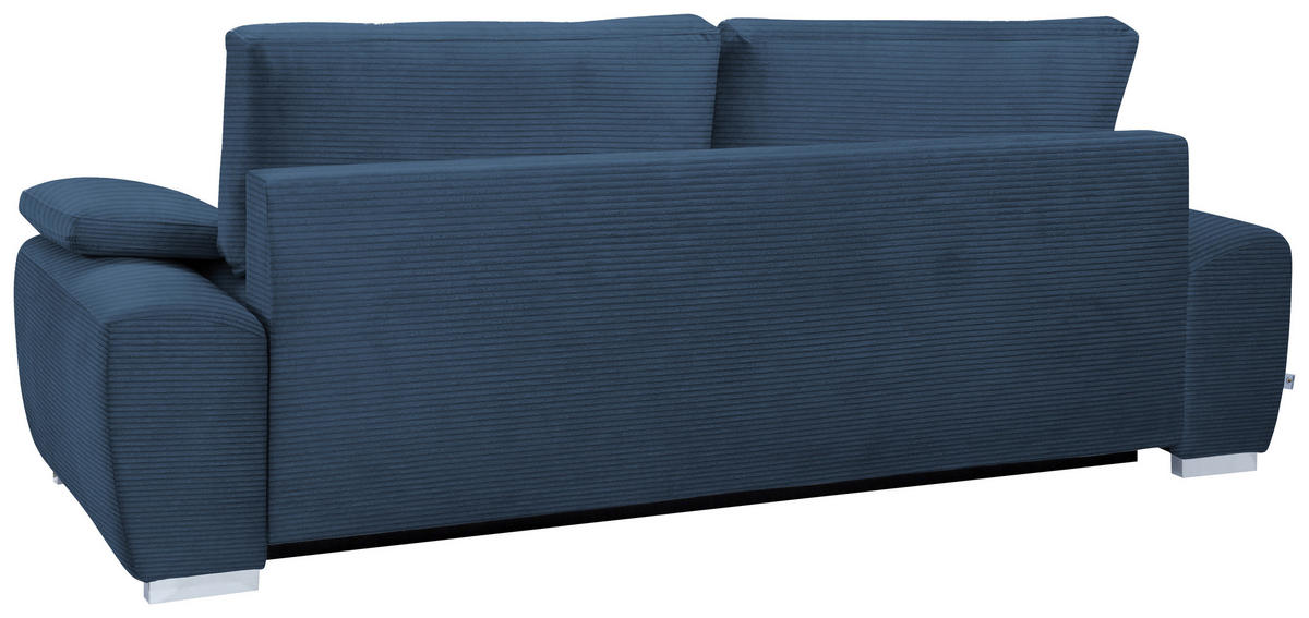 SCHLAFSOFA Cord Blau, Dunkelblau  - Chromfarben/Blau, Design, Kunststoff/Textil (258/100/148cm) - Stylife