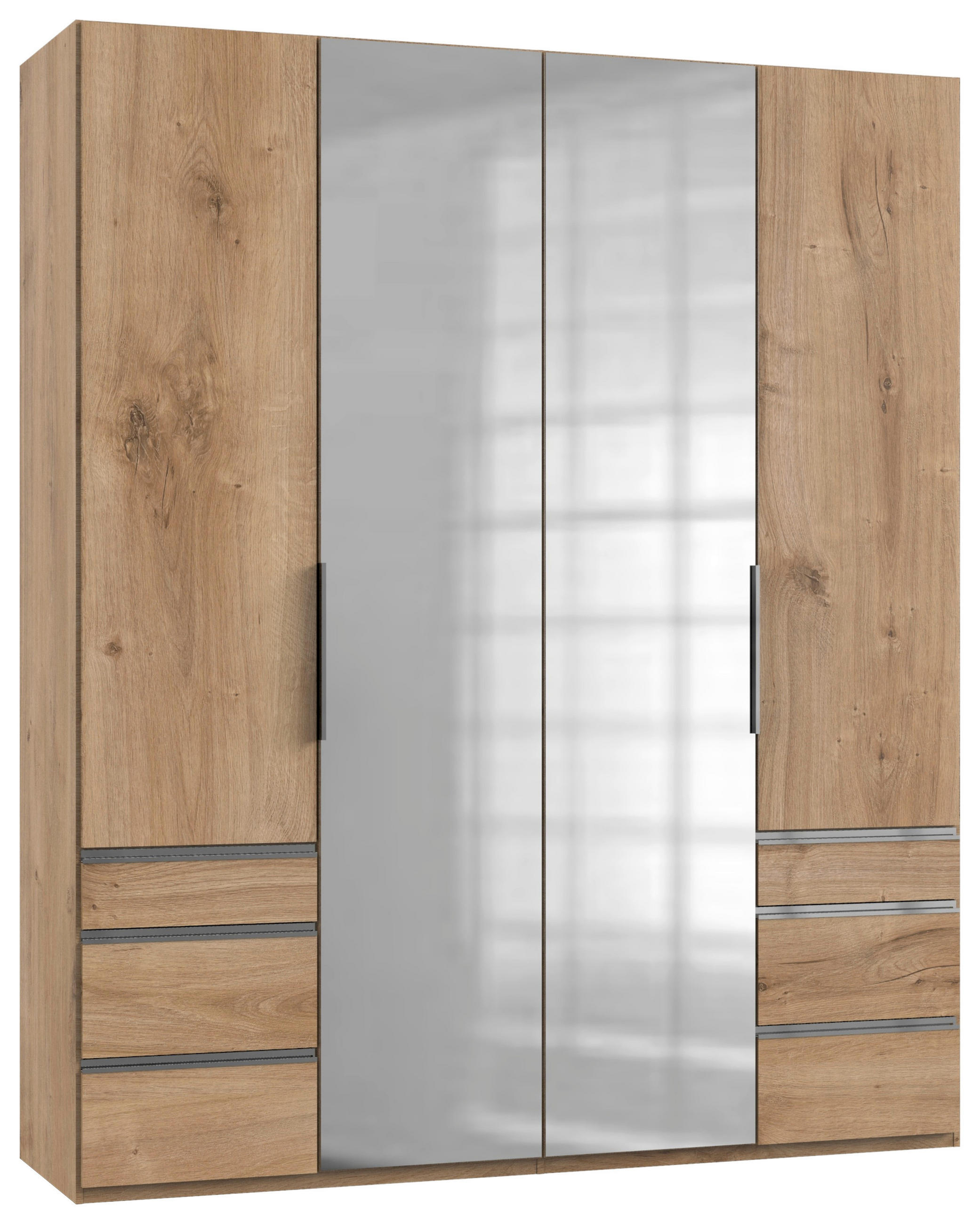 DREHTÜRENSCHRANK 200/236/58 cm 4-türig Eichefarben  - Chromfarben/Eichefarben, MODERN, Holzwerkstoff (200/236/58cm) - MID.YOU