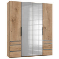 DREHTÜRENSCHRANK 200/236/58 cm 4-türig Eichefarben  - Chromfarben/Eichefarben, MODERN, Holzwerkstoff (200/236/58cm) - MID.YOU