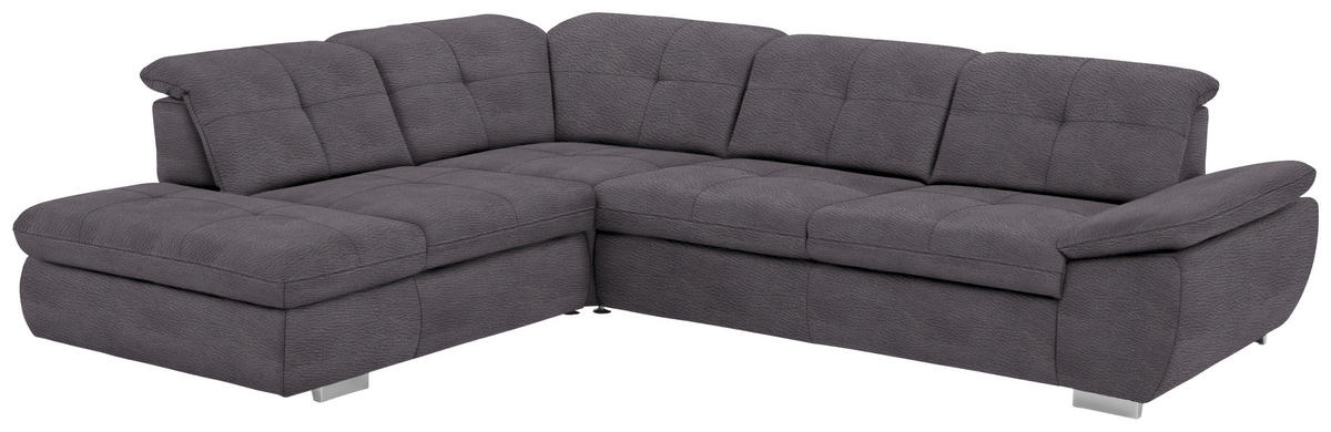 ECKSOFA in Mikrofaser Grau  260/320 cm  - Silberfarben/Grau, Design, Textil/Metall (260/320cm) - Beldomo Speed