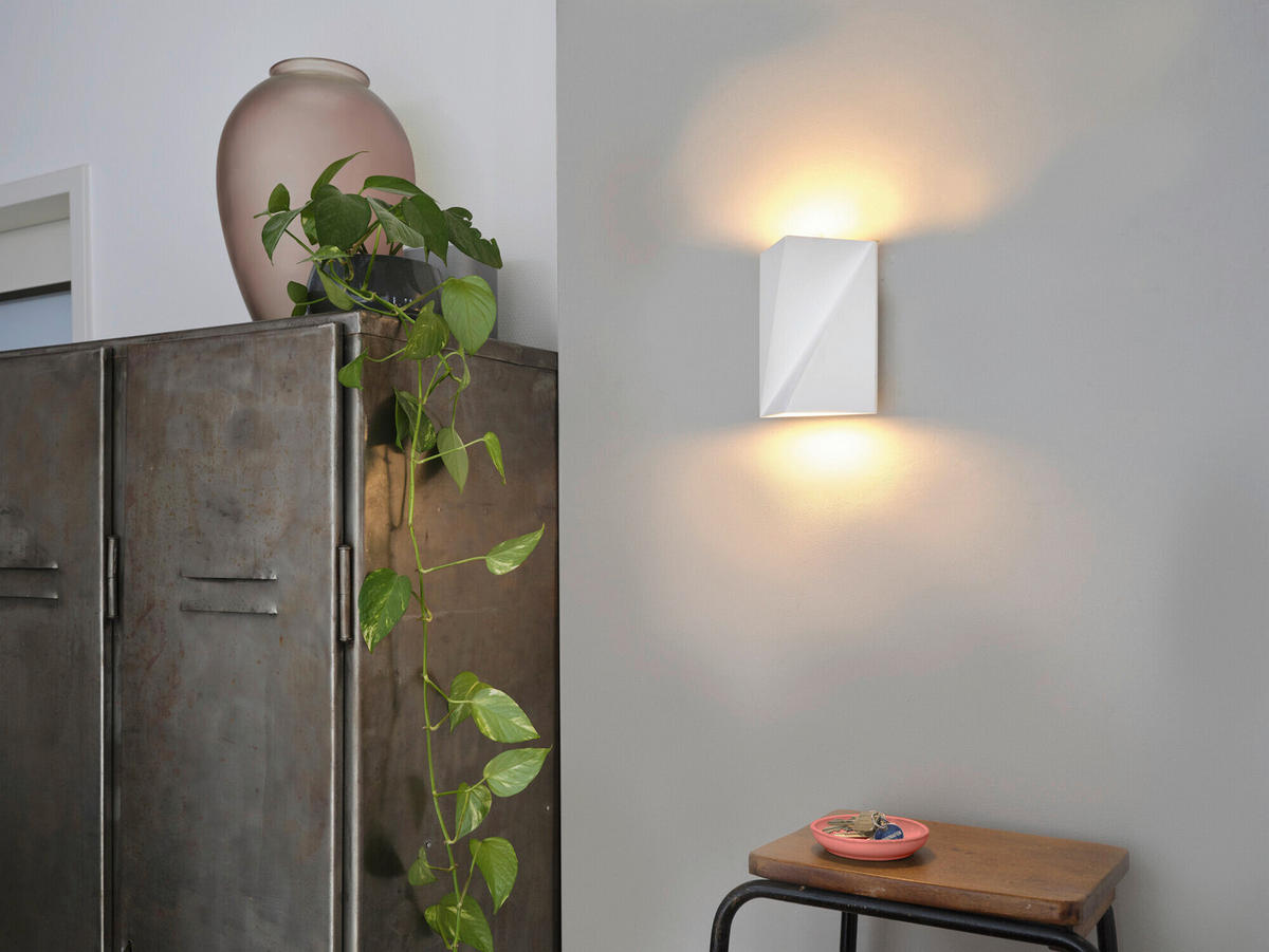 WANDLEUCHTE 15/11.5/20 cm   - Weiß, Basics, Stein (15/11.5/20cm) - Osram
