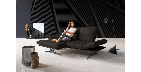 ECKSOFA in Echtleder Graubraun 130/210 cm - Gelb/Graubraun, Design, Leder/Metall (130/210cm) - Dieter Knoll