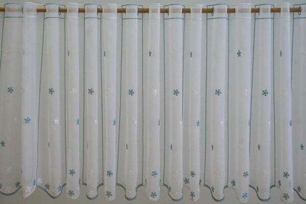 PERDEA SCURTĂ 60 cm  - albastru/alb, Konventionell, textil (60cm)
