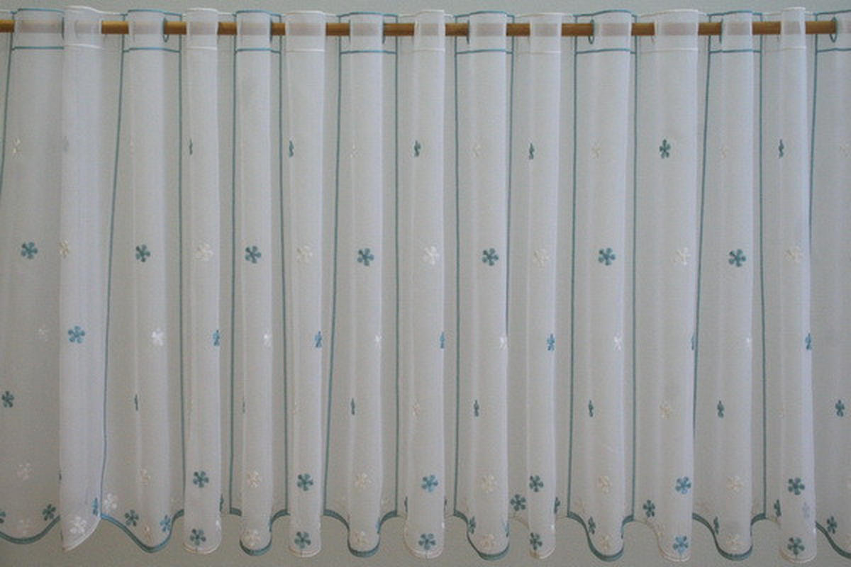 PERDEA SCURTĂ 60 cm  - albastru/alb, Konventionell, textil (60cm)