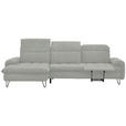 ECKSOFA in Webstoff Silberfarben  - Silberfarben/Schwarz, LIFESTYLE, Textil/Metall (180/310cm) - Valnatura