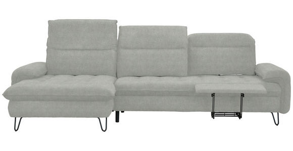 ECKSOFA in Webstoff Silberfarben  - Silberfarben/Schwarz, LIFESTYLE, Textil/Metall (180/310cm) - Valnatura