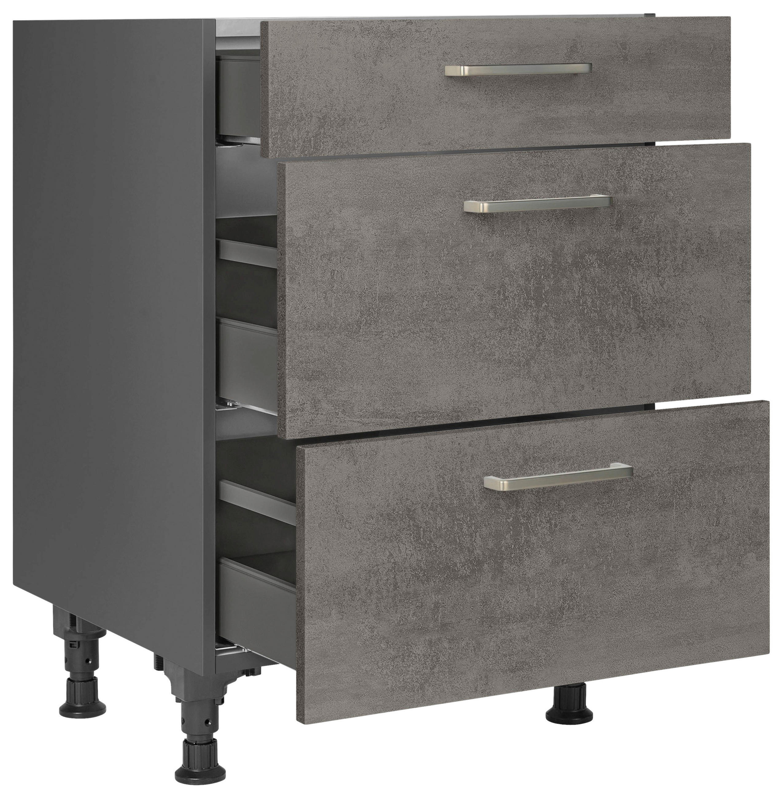 SCHUBKASTENUNTERSCHRANK 60/87/56 cm  in Schieferfarben  - Schieferfarben/Edelstahlfarben, MODERN, Holzwerkstoff/Metall (60/87/56cm) - Nobilia