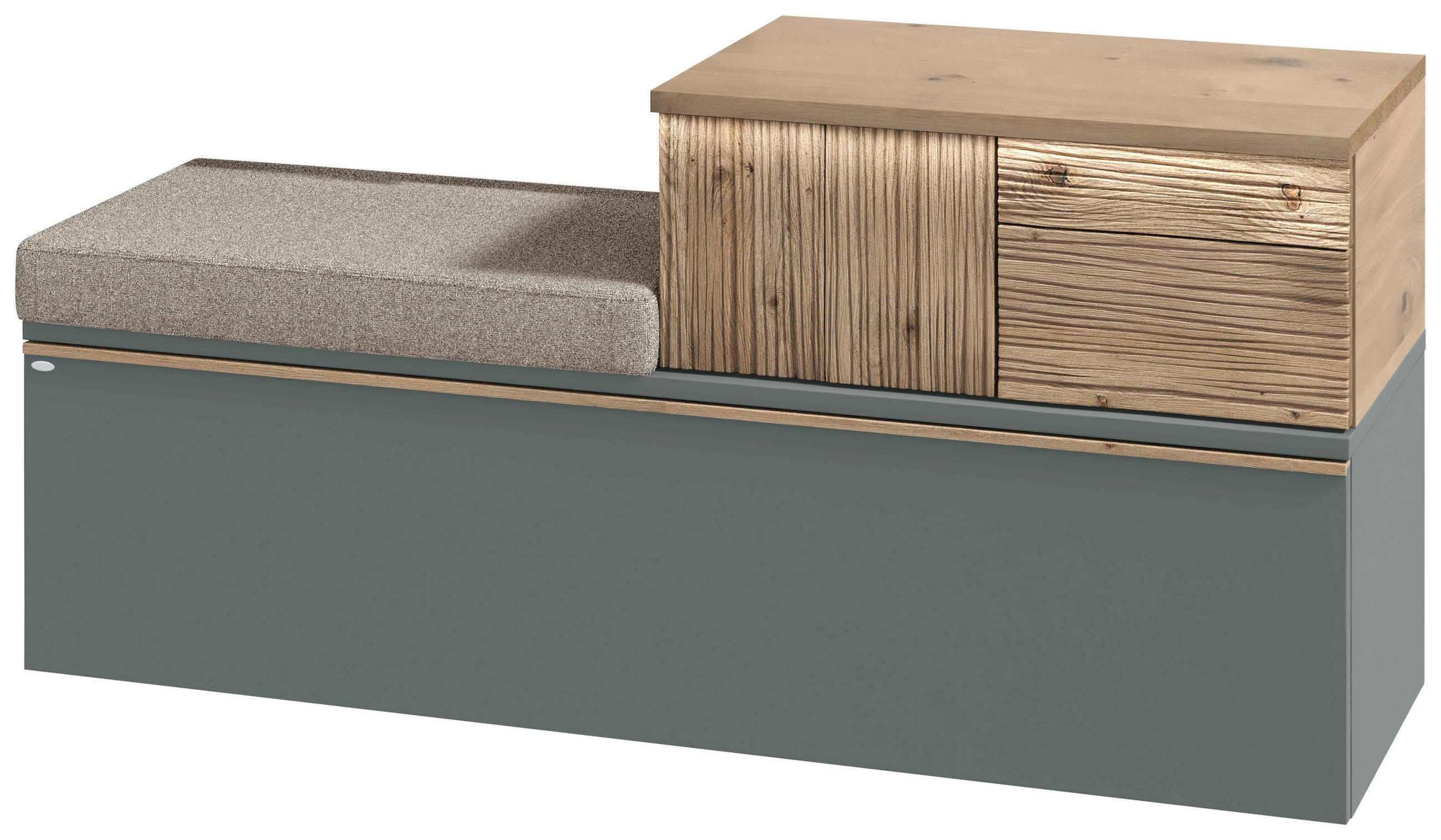 GARDEROBENBANK  in 128/62/42,9 cm  - Wildeiche/Graugrün, Design, Holz/Holzwerkstoff (128/62/42,9cm) - Voglauer