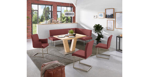 ECKBANK 173/137 cm  in Edelstahlfarben, Bordeaux  - Edelstahlfarben/Bordeaux, Design, Textil/Metall (173/137cm) - Dieter Knoll