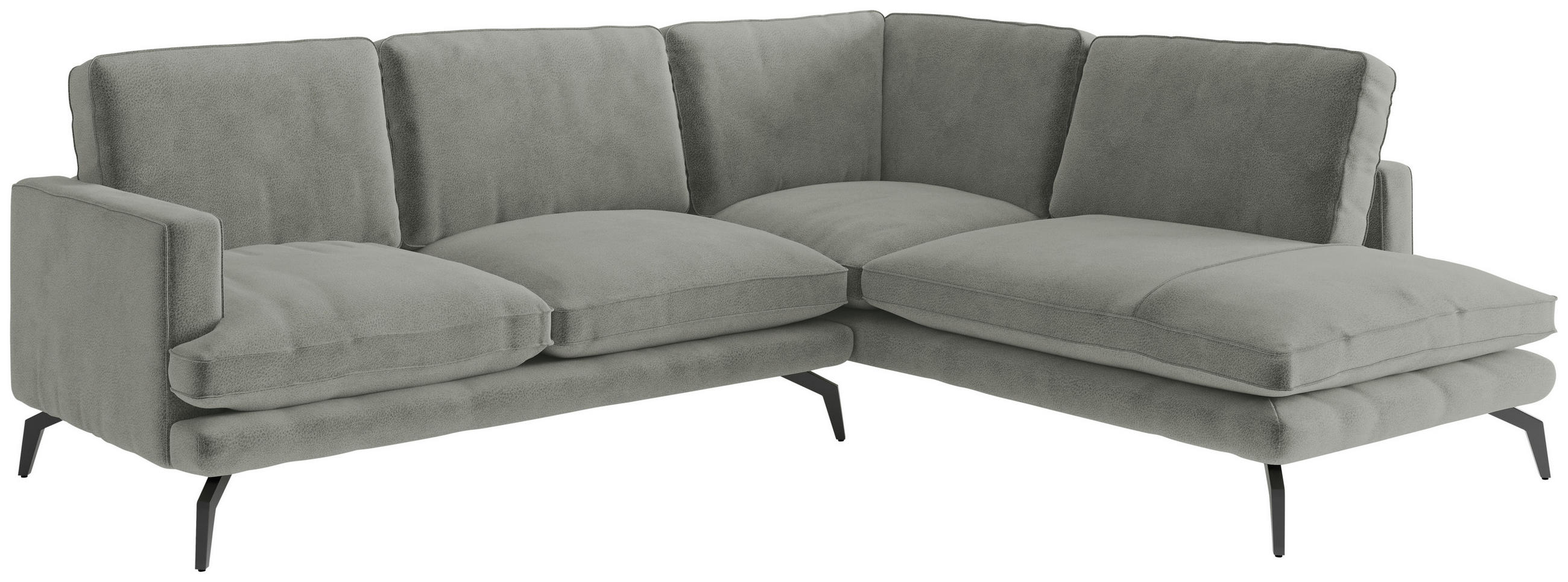 ECKSOFA Flachgewebe Grau  - Champagner/Schwarz, Design, Textil/Metall (250/202cm) - Livetastic