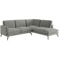 ECKSOFA Bali Grau Flachgewebe  - Champagner/Schwarz, Design, Textil/Metall (250/202cm) - Livetastic