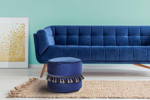 POUF in Blau, Goldfarben Textil  - Blau/Goldfarben, LIFESTYLE, Textil (45/38/45cm) - Kayoom