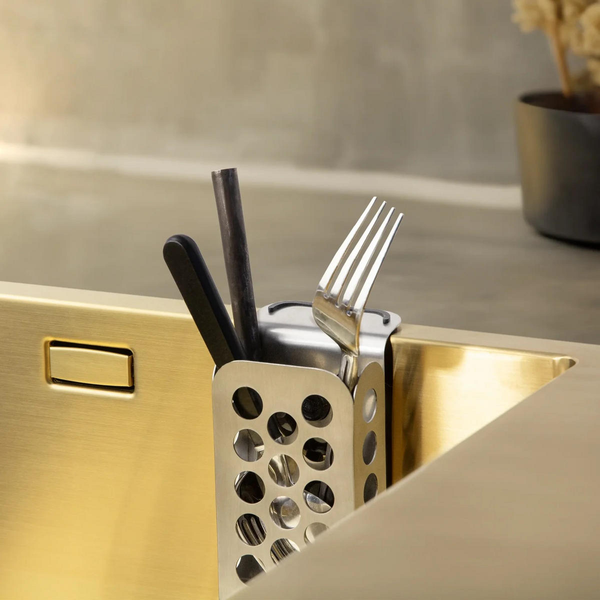 KÜCHENUTENSILIENHALTER - Edelstahlfarben, Basics, Metall (7/12/7cm) - HAPPY SINKS