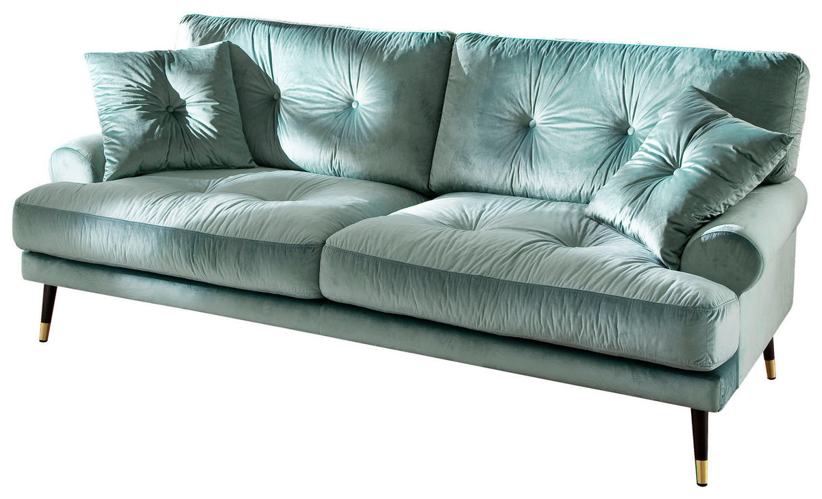 3-SITZER-SOFA TOKIO-3S SOFA Samt Petrol  - Petrol, MODERN, Textil (220/89/100cm) - MID.YOU