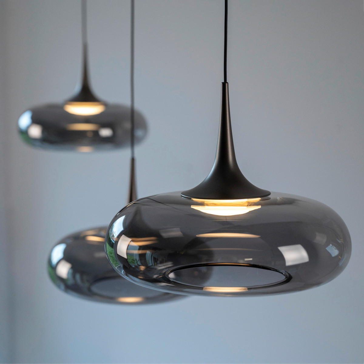 LED-PENDELLEUCHTE 97/22/200 cm  - Grau, Design, Glas/Kunststoff (97/22/200cm) - Schöner Wohnen