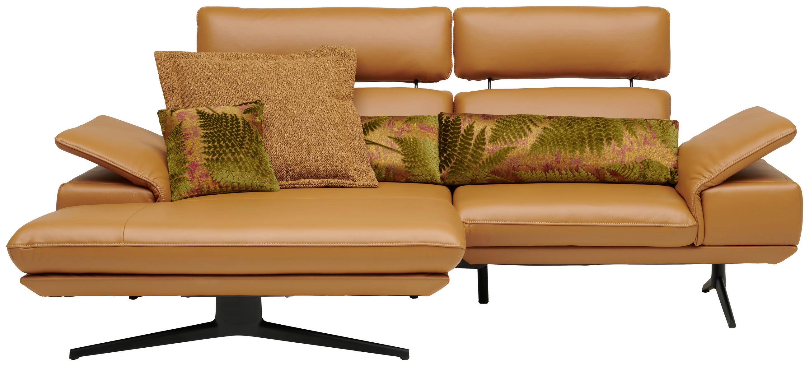 ECKSOFA in Echtleder Bernsteinfarben  - Beige/Bernsteinfarben, Design, Leder/Metall (152/239cm) - Koinor