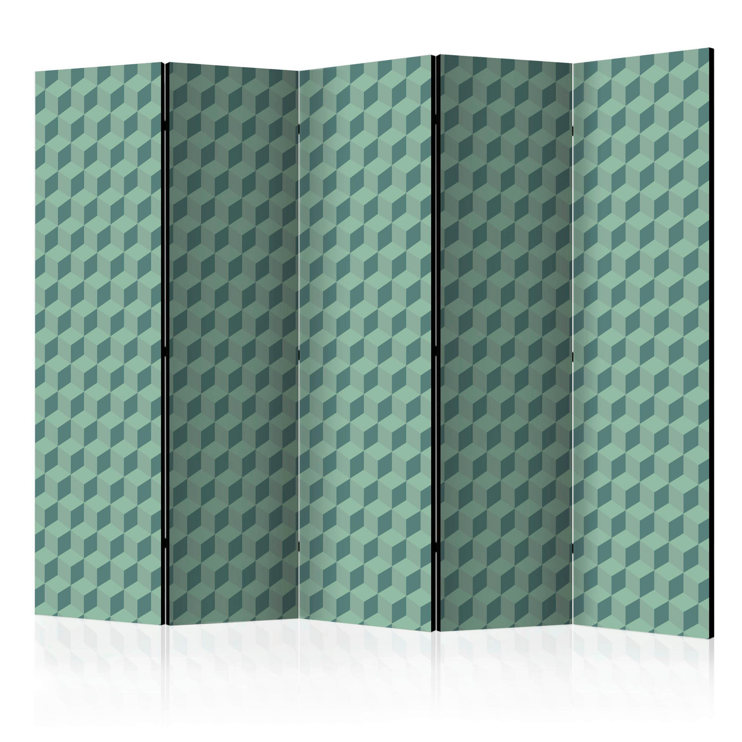 SKÄRMVÄGG  i trä, textil  turkos, mintgrön  - mintgrön/turkos, Basics, trä/textil (225/172/3cm) - artgeist