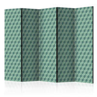 PARAVENT mit 5  Flügel - Türkis/Mintgrün, Basics, Holz/Textil (225/172/3cm) - artgeist