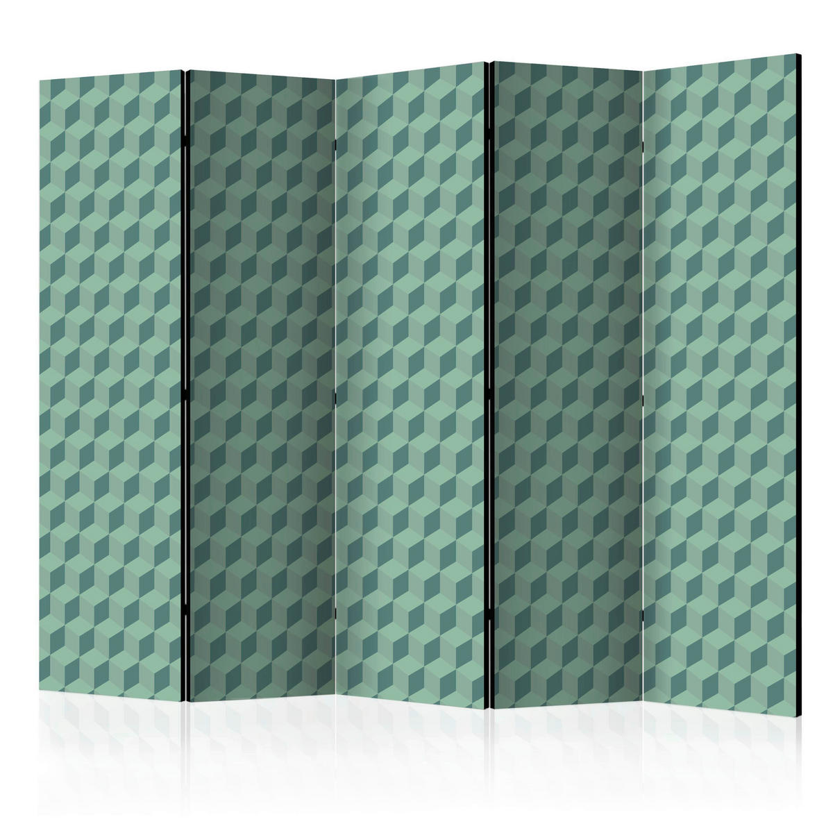 PARAVENT mit 5  Flügel - Türkis/Mintgrün, Basics, Holz/Textil (225/172/3cm) - artgeist