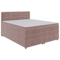 BOXSPRINGBETT 160/200 cm,  in Hellrot, Bettkasten, Topper, Matratzen, H3 = fest  - Hellrot/Schwarz, KONVENTIONELL, Kunststoff/Textil (160/200cm) - Boxxx