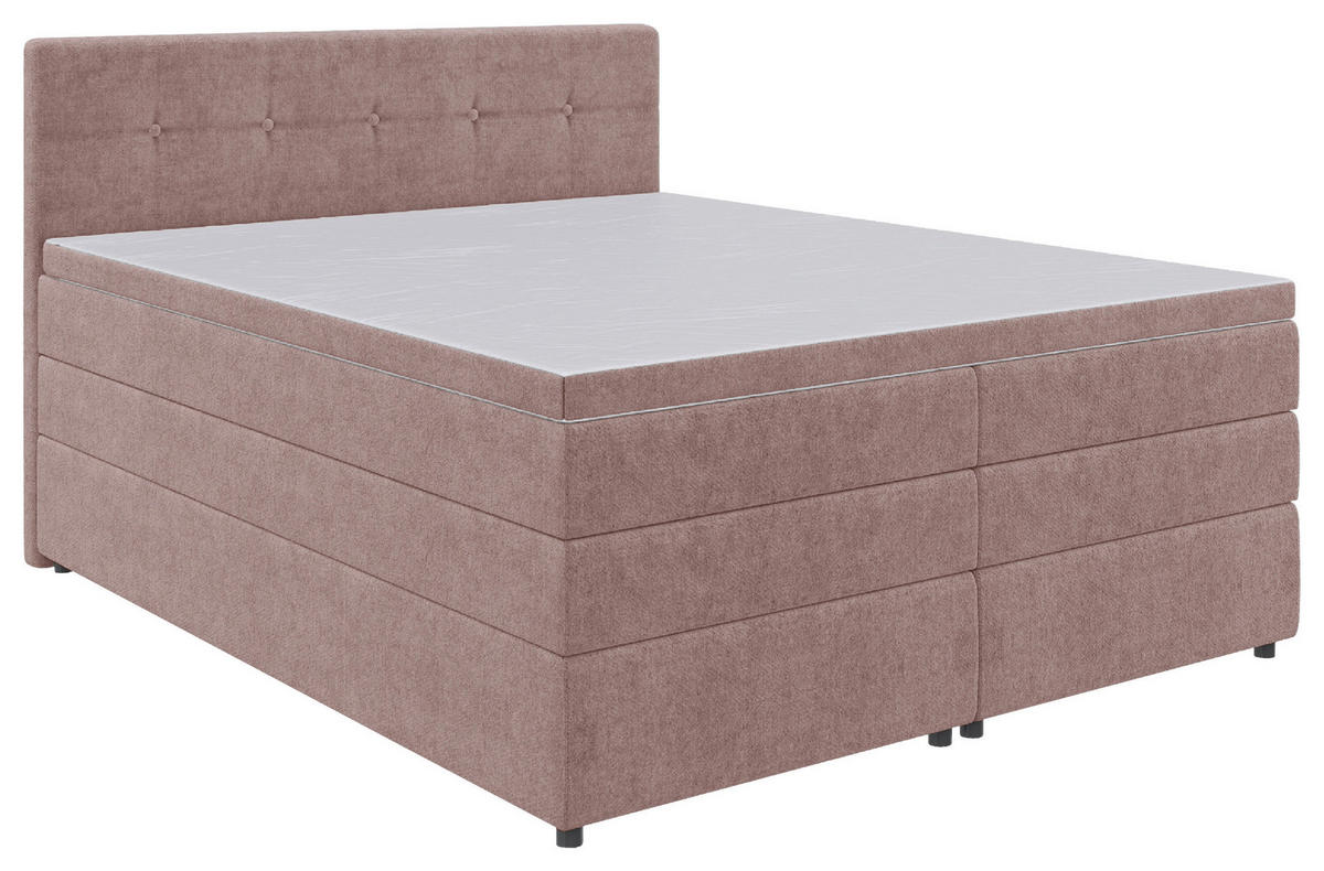 BOXSPRINGBETT 160/200 cm,  in Hellrot, Bettkasten, Topper, Matratzen, H3 = fest  - Hellrot/Schwarz, KONVENTIONELL, Kunststoff/Textil (160/200cm) - Boxxx