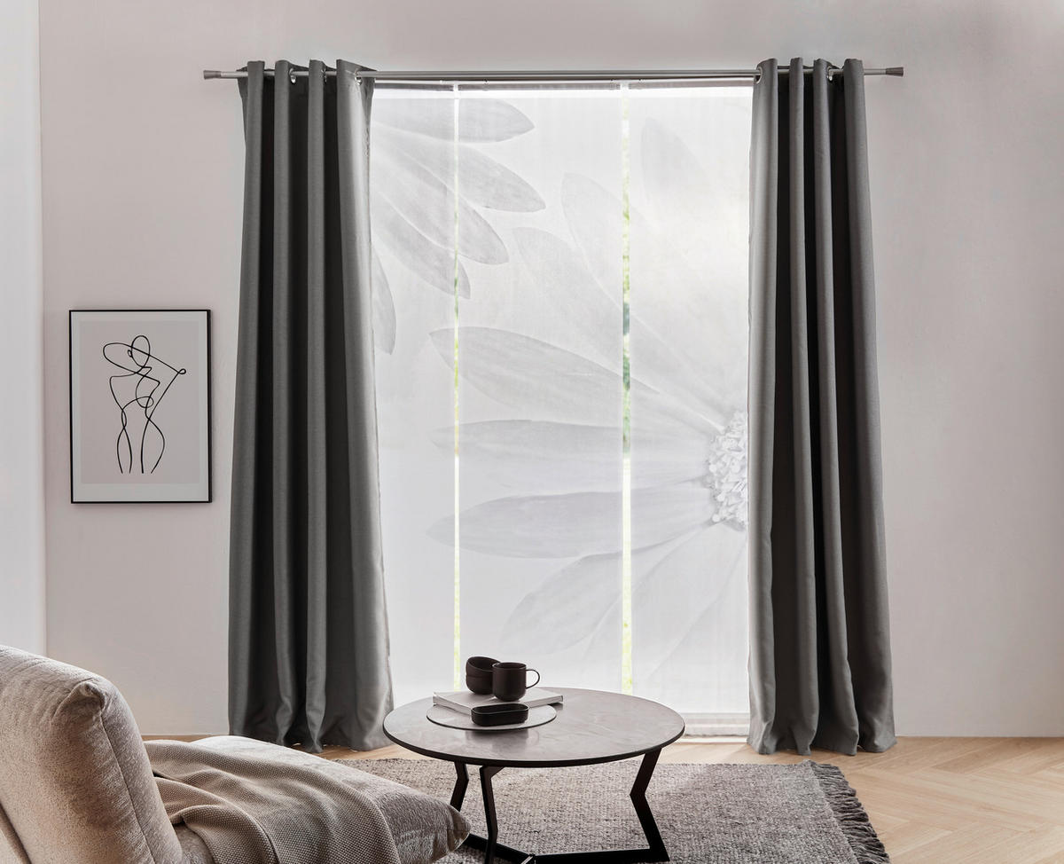 FLÄCHENVORHANG  3 Stück  halbtransparent  60/245 cm   - Silberfarben, Basics, Textil (60/245cm) - Novel