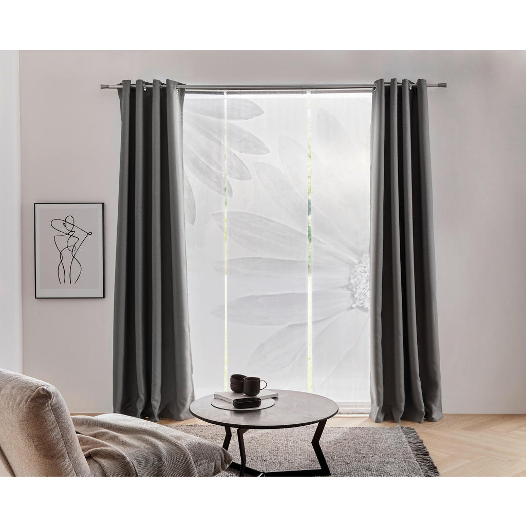Thumbnail - Novel Flächenvorhang Ciney, Silber, Textil, Floral, 60x245 cm, ohne Technik, Wohntextilien, Gardinen & Vorhänge, Schiebe...