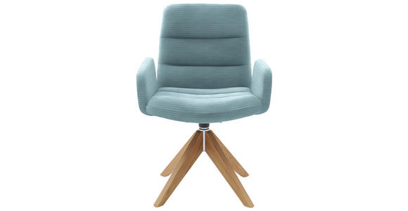 ARMLEHNSTUHL  in Cord  - Naturfarben/Hellblau, Design, Holz/Textil (61/88/66cm) - Dieter Knoll