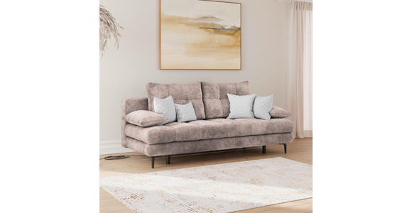 SCHLAFSOFA  mit Liegefunktion, Schlafen auf Sitzhöhe, Rücken echt Chenille Rosa  - Schwarz/Rosa, KONVENTIONELL, Textil/Metall (203/94/96cm) - Carryhome