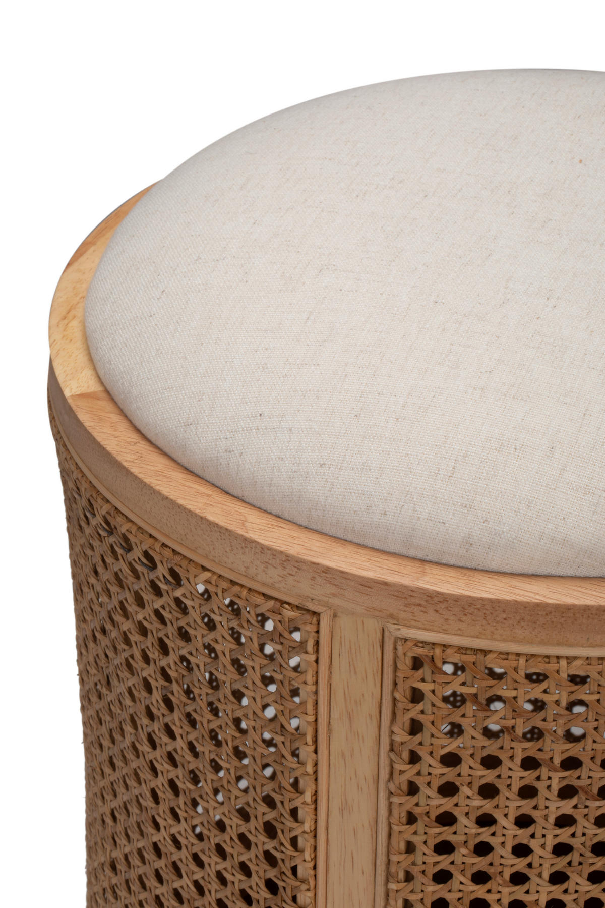HOCKER Flachgewebe Rattan, Kautschukholz Naturfarben, Beige  - Beige/Naturfarben, KONVENTIONELL, Holz/Textil (40/45/40cm) - MID.YOU