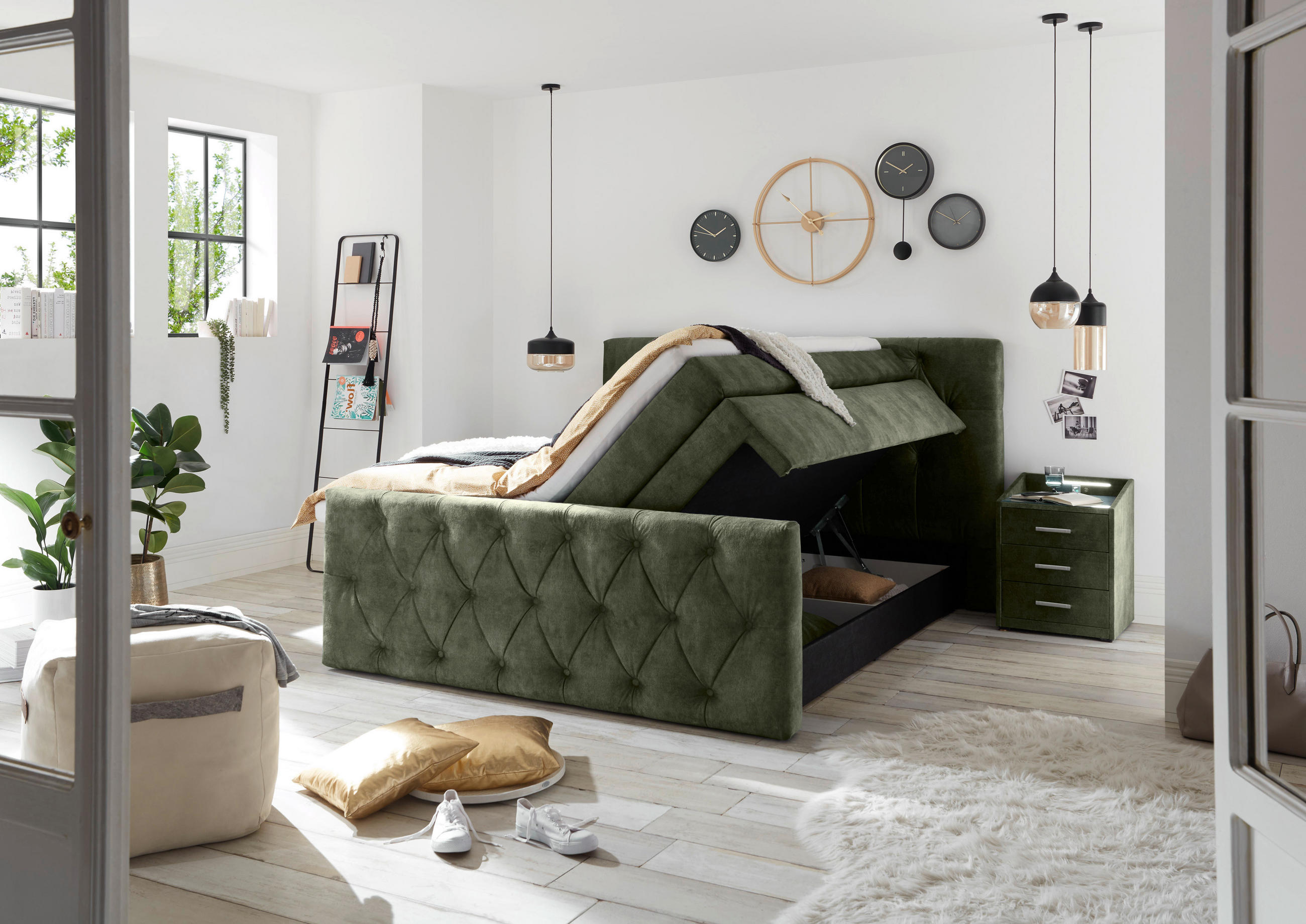 POSTEL BOXSPRING, 180/200 cm,  - zelená, Lifestyle, kompozitní dřevo/textil (180/200cm) - MID.YOU