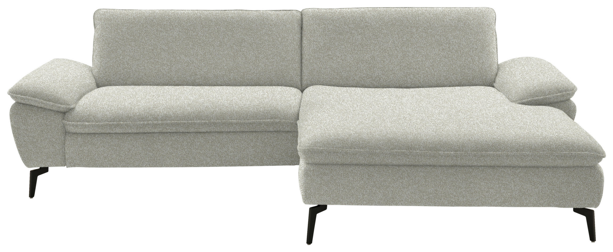 ECKSOFA in Webstoff Naturfarben  295/197 cm  - Schwarz/Naturfarben, Design, Textil/Metall (295/197cm) - Valdera