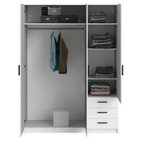 KLEIDERSCHRANK 147/200,4/49,8 cm 3-türig Weiß  - Schwarz/Weiß, Basics, Holzwerkstoff/Metall (147/200,4/49,8cm) - MID.YOU